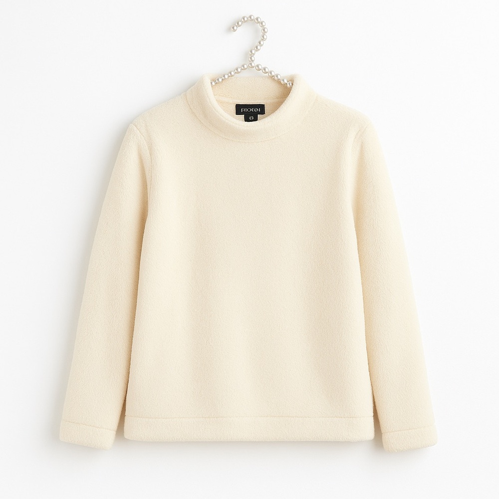 TALBOTS Ivory Cream Sherpa Super Soft Fleece Pullover Sweater Size M medium